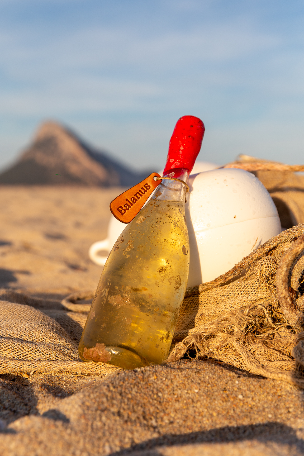 Bottiglia Balanus su boa — cerimonia di apertura in mare